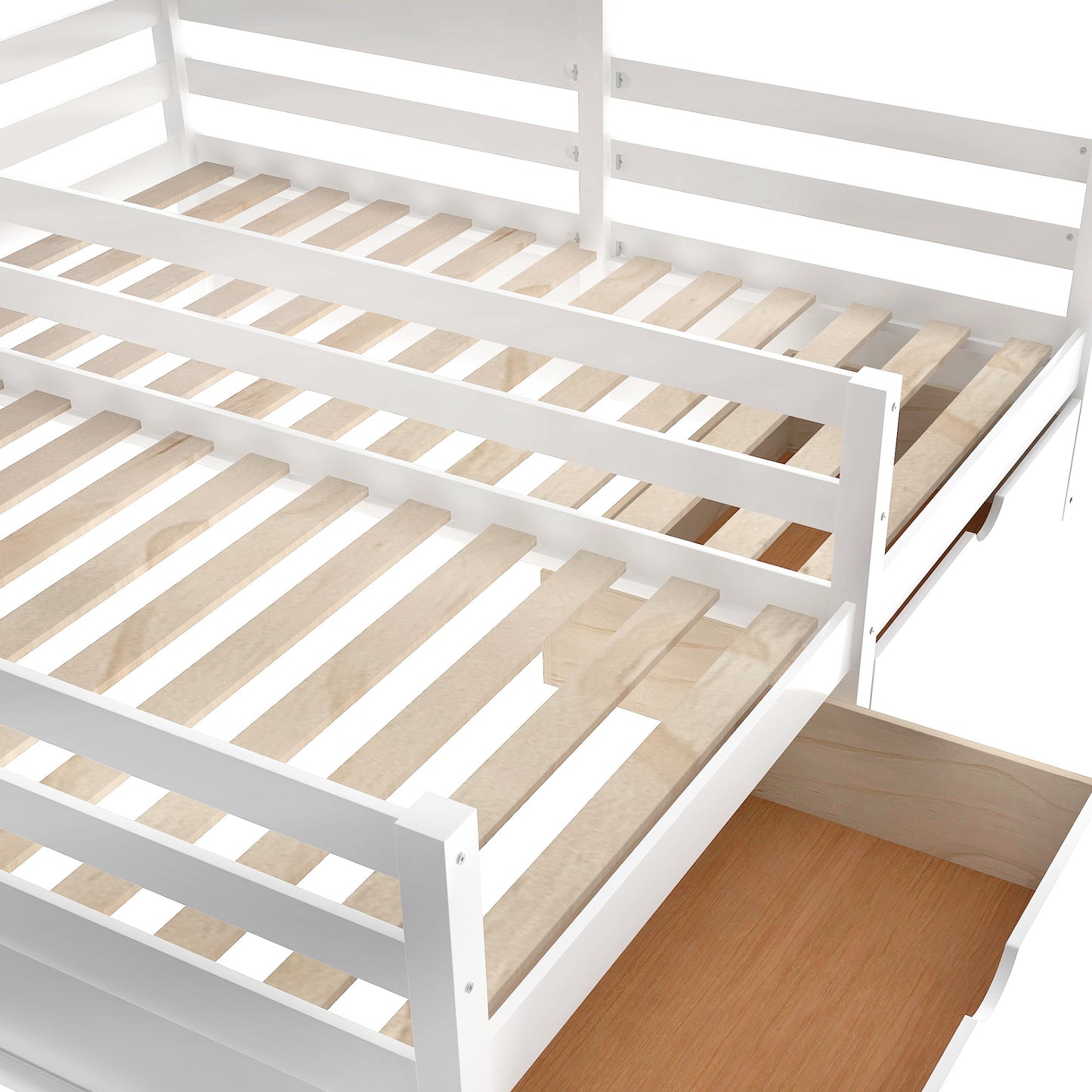 1 Twin Size House Platform Beds with Two Drawers for Boy and Girl Shared Beds, Combination of 2 Side by Side Twin Size Beds