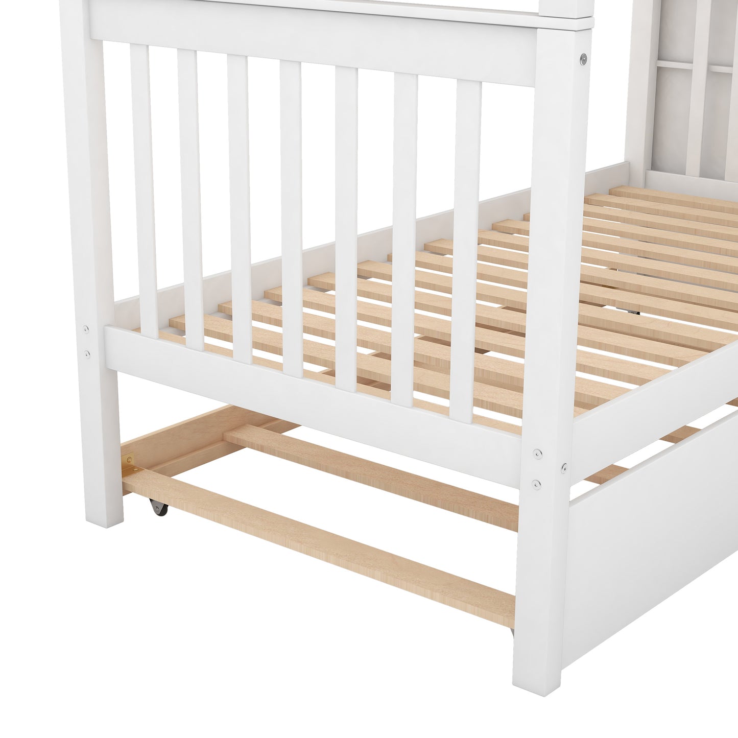 1 Twin over Twin Bunk Bed with Trundle and Storage